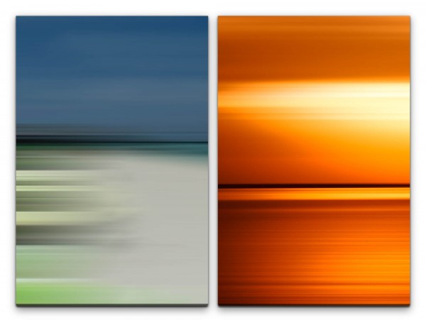 Paul Sinus Art 2 Bilder je 60x90cm Rotes Meer Horizont Abenddämmerung Harmonisch Minimal Modern