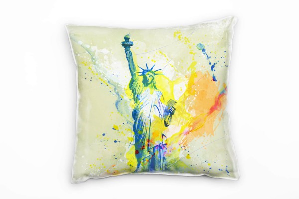 Paul Sinus Art Freiheitsstatue I Deko Kissen Bezug 40x40cm für Couch Sofa Lounge Zierkissen