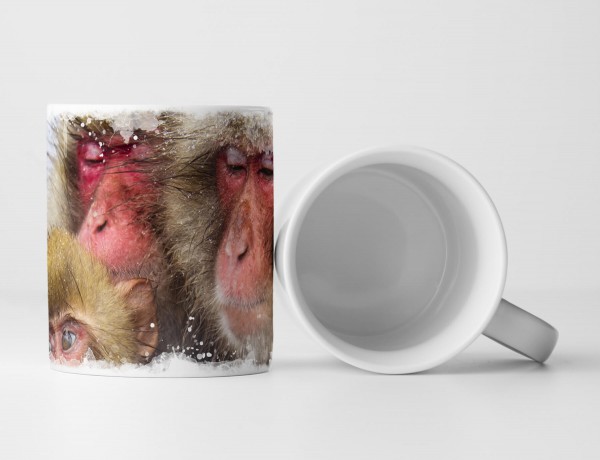 Paul Sinus Art Tasse Geschenk Tierfotografie – Affenfamilie mit Baby