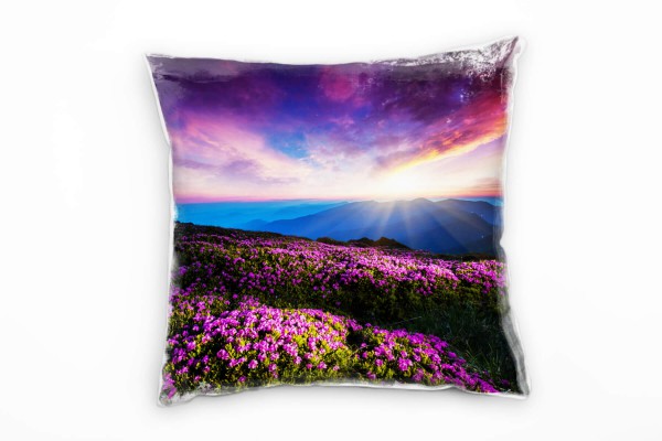 Paul Sinus Art Landschaften, Berge, Wolken, Sonnenstrahlen, lila Deko Kissen 40x40cm für Couch Sofa Lounge Zierkis