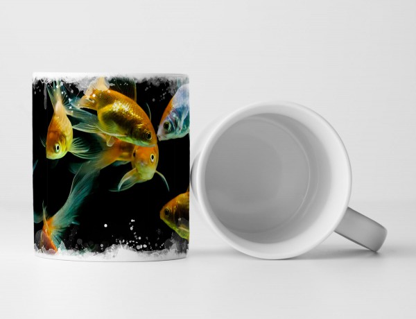 Paul Sinus Art Tasse Geschenk Goldfische im Aquarium