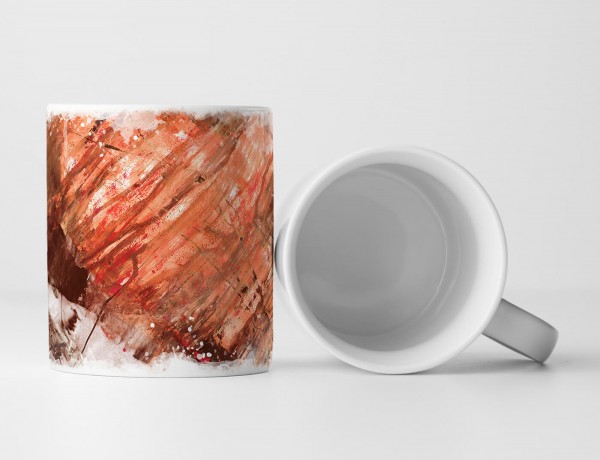 Paul Sinus Art Tasse Geschenk korallenrote Abstraktion mit weinroten Flächen