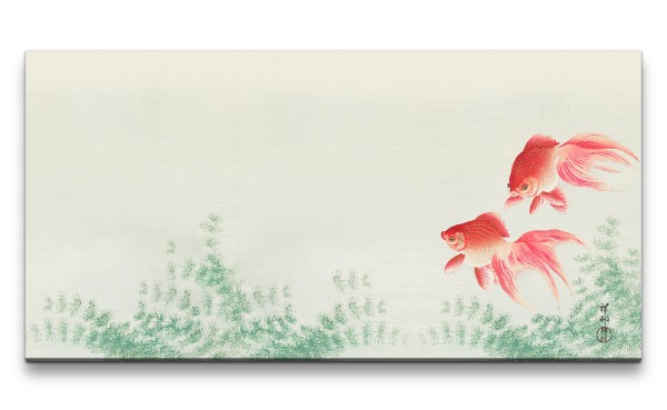 Paul Sinus Art Remaster 120x60cm Ohara Koson traditionell japanische Kunst zwei Goldfische Dekorativ