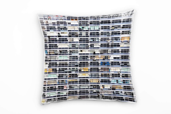 Paul Sinus Art City, Hochhaus, Brasilien, grau Deko Kissen 40x40cm für Couch Sofa Lounge Zierkissen