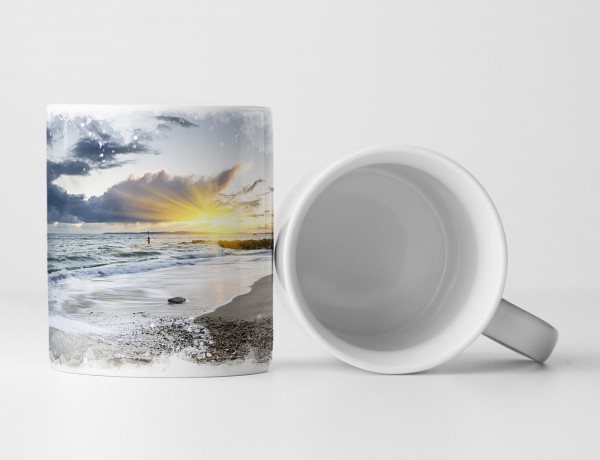 Paul Sinus Art Tasse Geschenk Landschaftsfotografie – Sonnenaufgang bei Bournemouth in Dorset UK