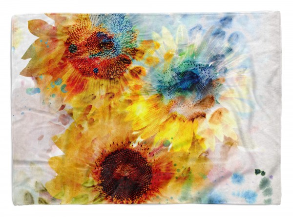 Paul Sinus Art Handtuch Strandhandtuch Saunatuch Kuscheldecke mit Fotomotiv Sommer Sonnenblume