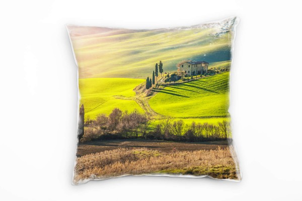 Paul Sinus Art Landschaft, Wiesen, Italien, grün Deko Kissen 40x40cm für Couch Sofa Lounge Zierkissen