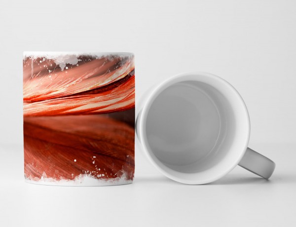 Paul Sinus Art Tasse Geschenk Naturfotografie – Rot orange Nahaufnahme einer Feder