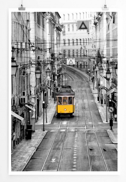 Naturfotografie 60x90cm Poster Gelbe Strassenbahn In Lissabon Portugal Ebay