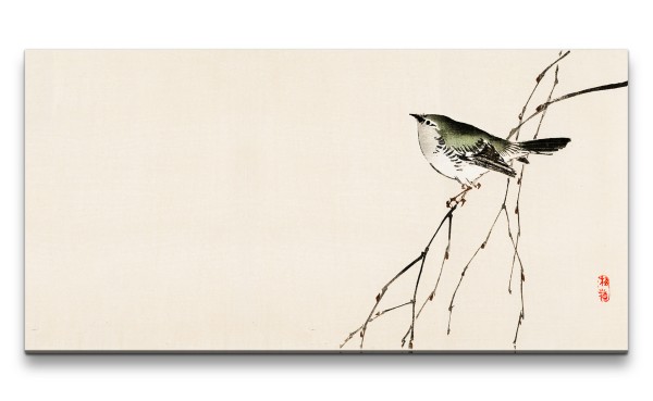 Paul Sinus Art Remaster 120x60cm Traditionelle japanische Kunst Zeitlos Feng Shui Harmonie Natur Singvogel Vogel