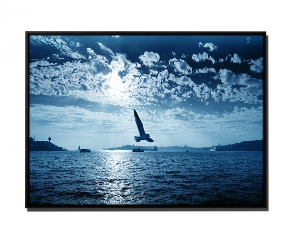 Paul Sinus Art 105x75cm Leinwandbild Petrol Istanbul Bosporus