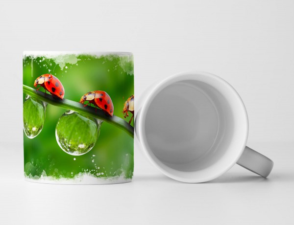 Paul Sinus Art Tasse Geschenk Tierfotografie – Zwei Marienkäfer mit Tautropfen