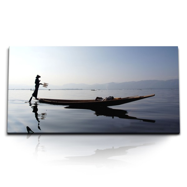 Paul Sinus Art Kunstdruck Bilder 120x60cm Vietnam Meer Fischer Fischerboot Natur