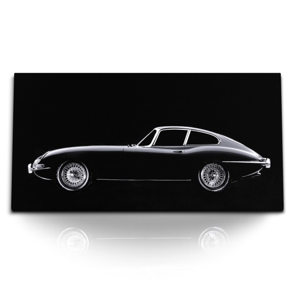 Paul Sinus Art Kunstdruck Bilder 120x60cm Oldtimer Auto Schwarz Weiß Jaguar Kunstvoll