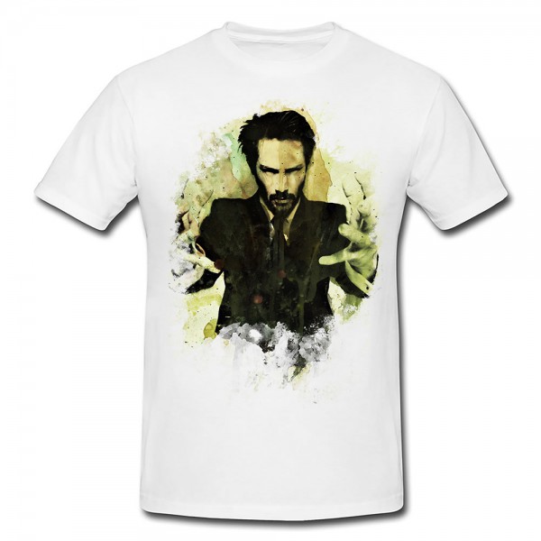 Paul Sinus Art Keanu Reeves Premium Herren und Damen T-Shirt Motiv aus Paul Sinus Aquarell