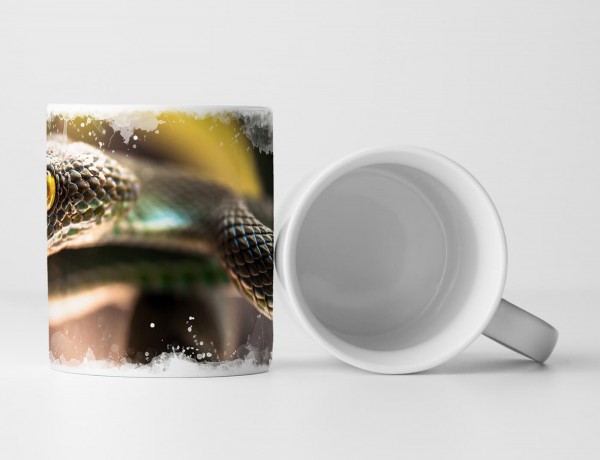 Paul Sinus Art Tasse Geschenk Tierfotografie – Porträt eines Weißlippen-Bambusotter