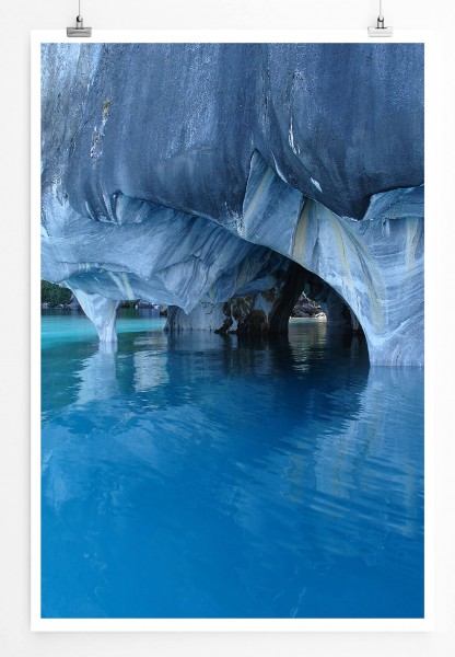 Paul Sinus Art Landschaftsfotografie 60x90cm Poster Einzigartige blaue Marmorhöhle Pantagonien Chile