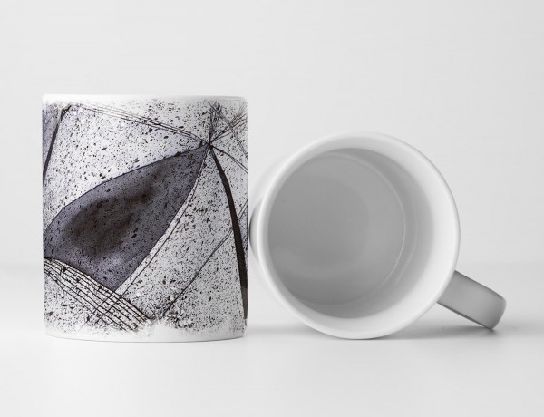 Paul Sinus Art Tasse Geschenk Abstraktes Bild mit akkuraten schwarzen Linien schwarz weiß