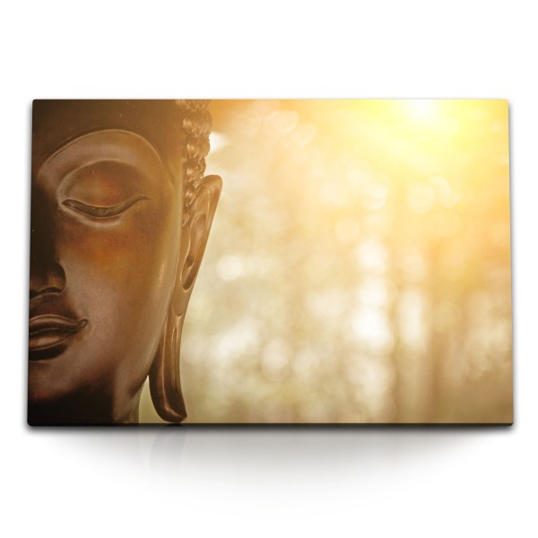 Paul Sinus Art 120x80cm Wandbild auf Leinwand Buddha Kopf Buddhastatue Sonnen Meditation