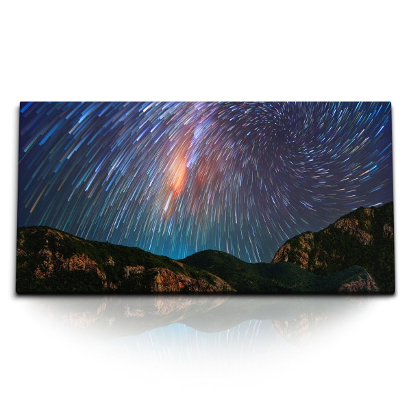 Paul Sinus Art Kunstdruck Bilder 120x60cm Astrofotografie Sterne Berge Kunstvoll Nachthimmel