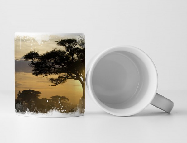 Paul Sinus Art Tasse Geschenk Landschaftsfotografie – Akazienbaum bei Sonnenuntergang Kenia Afrika