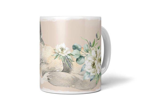 Paul Sinus Art Tasse Porzellan Tier Motiv kleiner Fuchs Blumen Friedlich Niedlich Lieblich