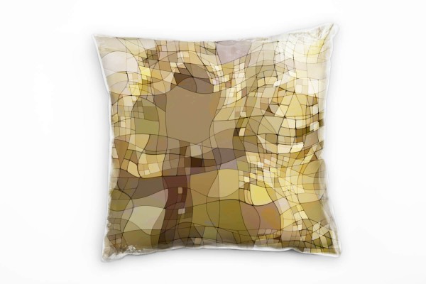 Paul Sinus Art Abstrakt, geschwungene Linien, beige, braun, gelb Deko Kissen 40x40cm für Couch Sofa Lounge Zierkiss