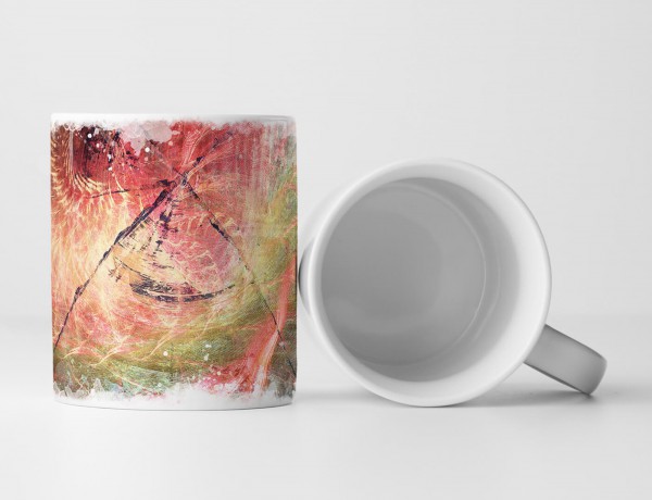 Paul Sinus Art Tasse Geschenk Korallenrot + olivgrün + hellgelb