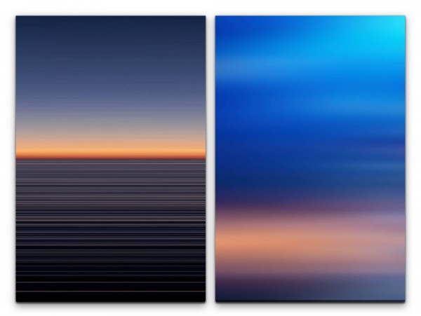 Paul Sinus Art 2 Bilder je 60x90cm Horizont Blau Himmel Minimal Abstrakt Abendröte Harmonisch