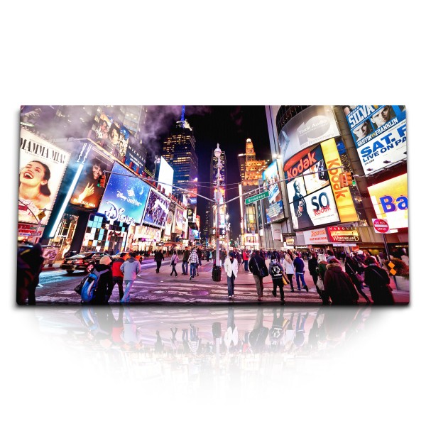 Paul Sinus Art Kunstdruck Bilder 120x60cm Broadway New York Reklametafeln Nacht