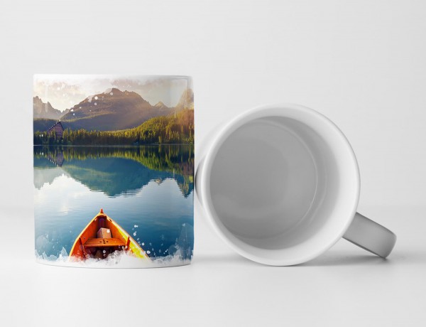 Paul Sinus Art Tasse Geschenk Landschaftsfotografie – Boot im Nationalpark High Tatra Slowakei