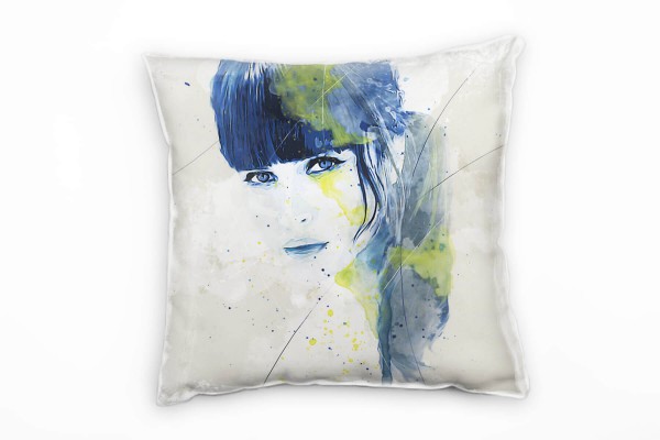 Paul Sinus Art Felicity Jones Aqua Deko Kissen Bezug 40x40cm für Couch Sofa Lounge Zierkissen