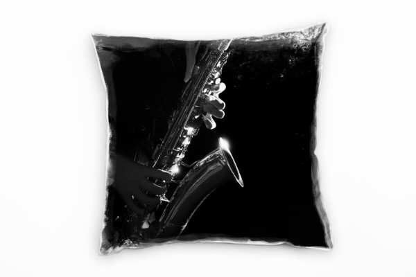 Paul Sinus Art Macro, Saxophone, Glanz, schwarz Deko Kissen 40x40cm für Couch Sofa Lounge Zierkissen