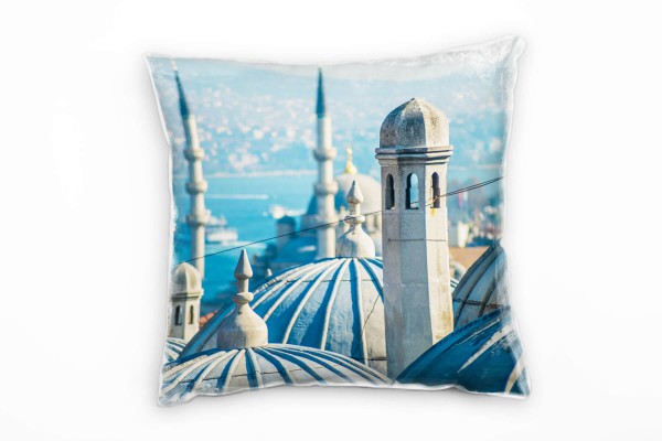 Paul Sinus Art City, Moschee, Istanbul, blau, grau, gold Deko Kissen 40x40cm für Couch Sofa Lounge Zierkissen