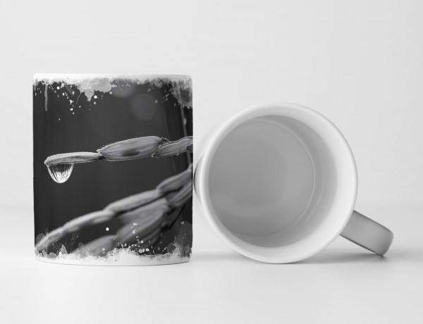 Paul Sinus Art Tasse Geschenk Naturfotografie – Regentropfen auf Reisblatt