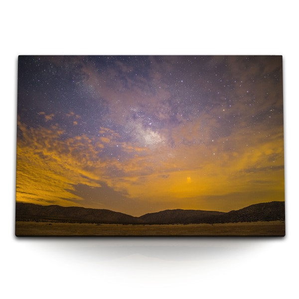 Paul Sinus Art 120x80cm Wandbild auf Leinwand Astrofotografie Sternenhimmel Sterne Nacht roter Horizont