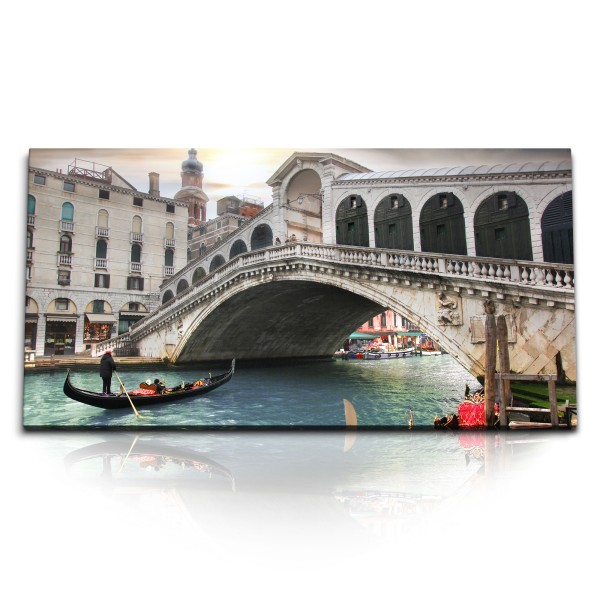 Paul Sinus Art Kunstdruck Bilder 120x60cm Venedig Italien Gondel Kanal Brücke Steinbrücke