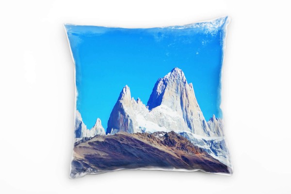 Paul Sinus Art Landschaft, Berge, klarer Himmel, blau, braun Deko Kissen 40x40cm für Couch Sofa Lounge Zierkissen