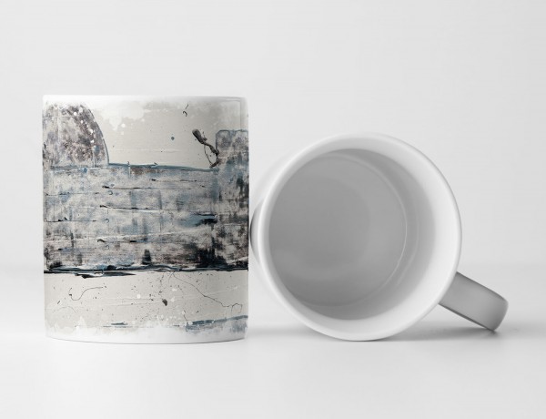 Paul Sinus Art Tasse Geschenk moderne grau-blaue Pinselstriche