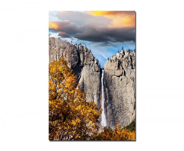 Paul Sinus Art 120x80cm Yosemite Felsen Wasserfall Wolken Herbst