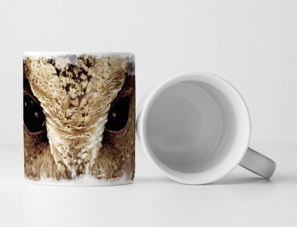 Paul Sinus Art Tasse Geschenk Tierfotografie – Eulenkopf in Nahaufnahme