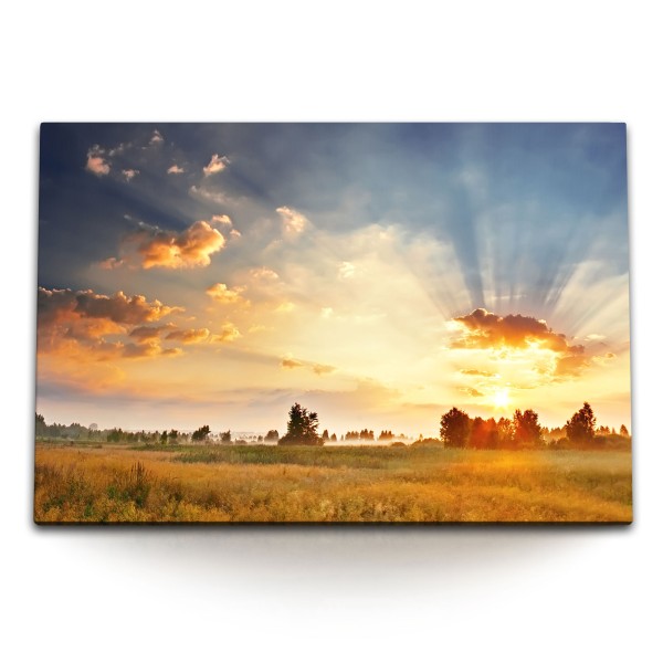 Paul Sinus Art 120x80cm Wandbild auf Leinwand Landschaftsbild Natur Sonnenuntergang Abendrot