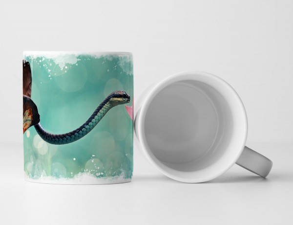 Paul Sinus Art Tasse Geschenk Schlange und Blume – Fotografie in türkis