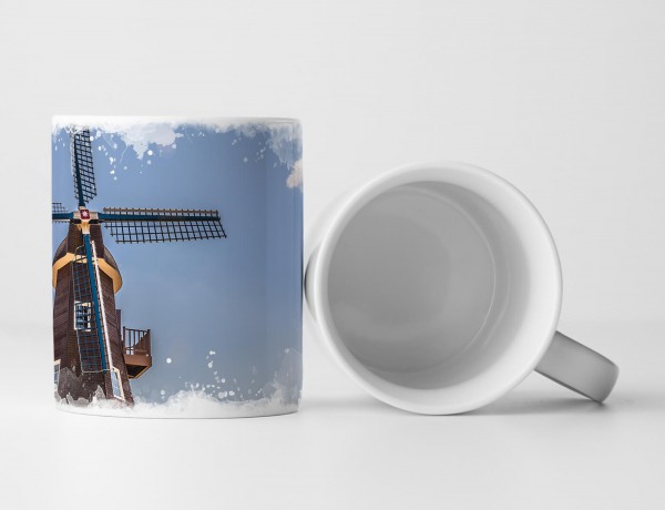 Paul Sinus Art Tasse Geschenk Architekturfotografie – Mühle mit Tulpen