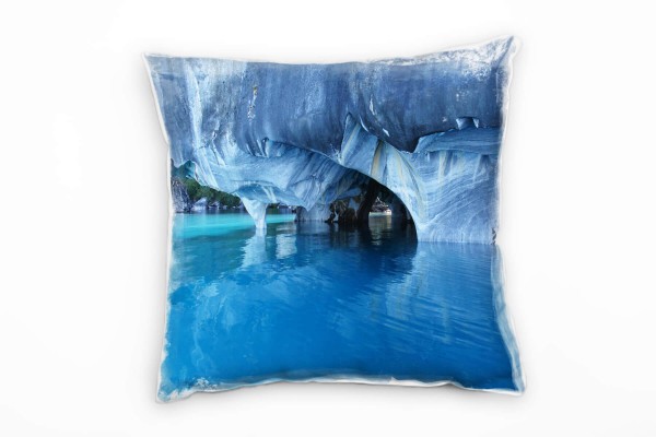 Paul Sinus Art Seen, Höhle, klares Wasser, grau, blau Deko Kissen 40x40cm für Couch Sofa Lounge Zierkissen