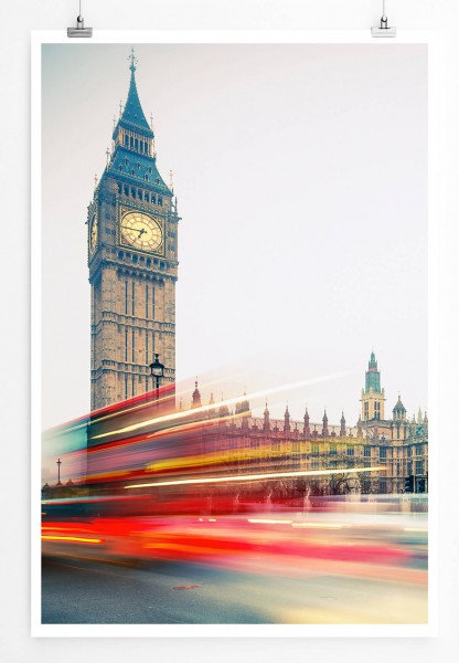 Paul Sinus Art Urbane Fotografie 60x90cm Poster Big Ben mit Doppeldecker London UK