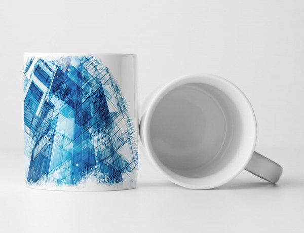 Paul Sinus Art Tasse Geschenk Illustration – Abstrakte blaue Architektur