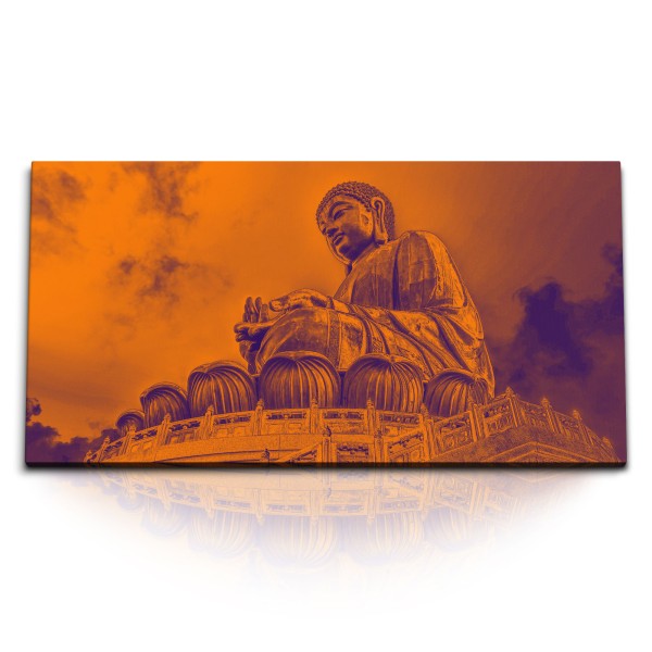 Paul Sinus Art Kunstdruck Bilder 120x60cm Buddhastatue Buddha China Rot Meditation