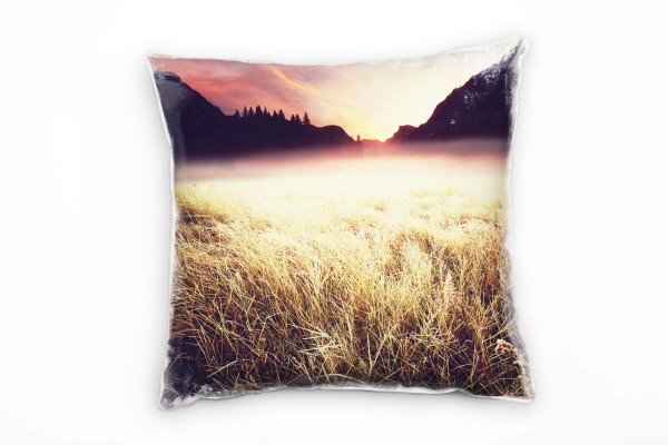 Paul Sinus Art Landschaften, Feld, schwarz, Gelb, orange Deko Kissen 40x40cm für Couch Sofa Lounge Zierkissen