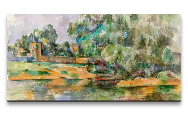 Paul Sinus Art Remaster 120x60cm Paul Cézanne weltberühmtes Wandbild Riverbank Flusslandschaft Wunderschön